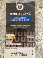 Aiguillette merlu Fish&Chips, Merluccius capensis / Merluccius paradoxus, Transformé en France, barquet. 240g