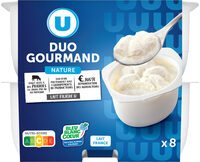 Fromage blanc frais au lait pasteurisé mousse Duo Gourmand, 8x100g, 10,4%MG