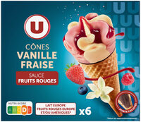 Cônes vanille fraise sauce fruits rouges