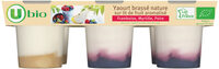Yaourts brassés nature sur lit de fruit aromatisé (Framboise, Myrtille,Poire) - 6x125g