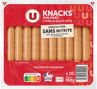 Saucisses Strasbourg conservation sans nitrite x10 350g