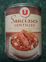 Saucisses lentilles Cuisinées à la Graisse de Canard - 840 g - U