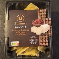 Raviolis fromage de chevre et oignons caramélisés