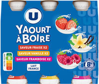Yaourts à boire 3 parfums fraise vanille framboise 6x180g