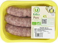 Saucisse de Toulouse bio, France, 3 pièces, barquette, 300g