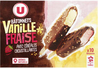 Bâtonnets glacés vanille et fraise 10 unités, 370g