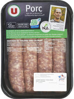 Saucisse de Toulouse sans colorant, France, 4 pièces, barquette, 500g