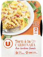 Tortis à la carbonnara aux lardons fumés