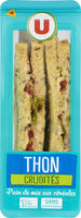 Sandwich de pain de mie aux céréales thon et crudités