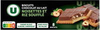 Biscuits tablette au chocolat au lait noisettes et riz soufflé paquetde 145g