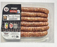 Chipolata aux herbes issue de porc IGP Sud-Ouest, 6 pièces, barquette, 330g