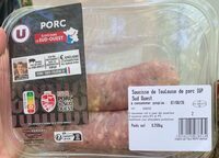 Saucisse de Toulouse issue de porc IGP Sud-Ouest, 2 pièces, baarquette, 250G