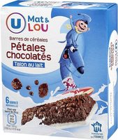 Barres céréales pétales chocolatées talon lait