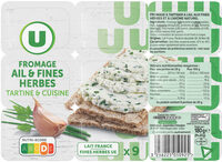 Fromage pasteurisé à tartiner ail et fines herbes 23,5% de MG, 9 portions, 180g