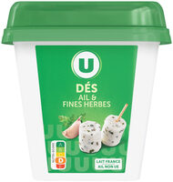 Spécialité fromagère au lait pasteurisé dés de salade ail et fines herbes 33% de MG, 120g