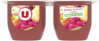 Dessert aux fruits pommme framboise litchi allégé sucre 4x100g