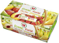 Dessert de fruits pomme-banane pomme-pêche pomme-fraise et pomme