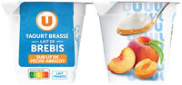 Yaourt brassé sur lit de pêche abricot au lait de brebis 3%MG 2x125g