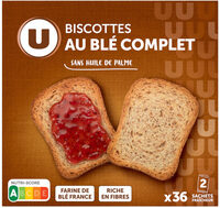 Biscottes au blé complet x36 tranches de 300g