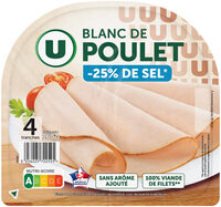 Blanc de Poulet Teneur en Sel réduit - 4 tranches - 160g