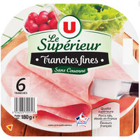 Jambon cuit supérieur sans couenne 6 tranches fines, 180g