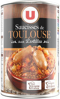 Saucisses de Toulouse aux lentilles