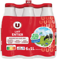 Lait UHT entier Bleu Blanc Coeur - 6 bouteilles de 1L