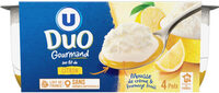 Fromage frais nature sous mousse de crème fouettée sur lit de citron