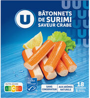 Bâtonnets de préparation à base de chair de poissons saveur crabe - x18 - 288g