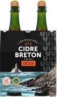 Cidre bouché doux de Bretagne IGP, 2°, 2 bouteilles de 75cl