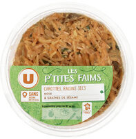 Carottes râpées, raisins secs, noix et graines de sésame