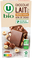 Chocolat lait 40% noisettes entières