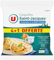 Coquilles St Jacque MSC 30% de noix cuisiné à la bretonne, x4 + 1 offert, 450g