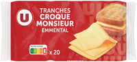 Fromage fondu à l'emmental pour croque monsieur 17%MG - 20 tranches,340g