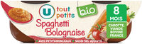 Plat bébé du midi Spaghetti bolognaise, dès 8 mois -2x200g - Repas bébé