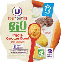 Plat bébé Mijoté de carottes et boeuf, dès 12 mois - 230g - Repas bébé