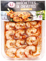 Brochettes crevettes Tex Mex, transformées en France, 3 pièces, barquette 135g
