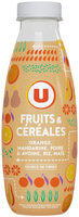 Jus de fruits et céréales à l'orange, mandarine, poire et avoine, riz,maïs