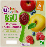 Dessert bébé Pomme fruits rouges, de 6 à 12 mois - 4x100g - Petits pots bébé