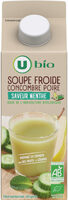 Boisson à base de fruits et de légumes aromatisée issue de l'agriculture biologique (concombre,poire,menthe), flash pasteurisé réfrigéré