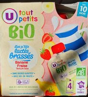 Dessert lacté brassé Bébé banane fraise, dès 12 mois - 4x85g