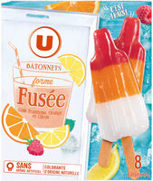 Bâtonnet en forme de fusée framboise orange citron