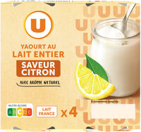 Yaourt au lait entier citron pot verre 4x125g