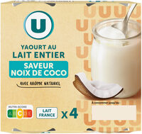Yaourt au lait entier parfum coco pot verre 4x125g
