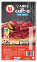 Viande des grisons -25% sel - x12 tranches, 80g