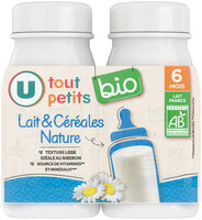 Lait et céréales Nature Bébé , de 6 à 12 mois - 2x250ml