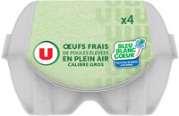 Gros oeufs Plein air Bleu Blanc Coeur - Boîte de 4