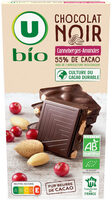 Chocolat noir cranberries et amandes entières - tablette 180g