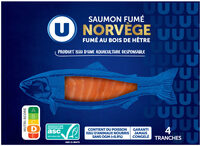 Saumon fumé au bois de hêtre, Atlantique Norvège, salé au sel sec, 4tranches - 140g