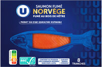 Saumon fumé au bois de hêtre, élevé en Norvège, salé au sel sec, 8 tranches - 300g